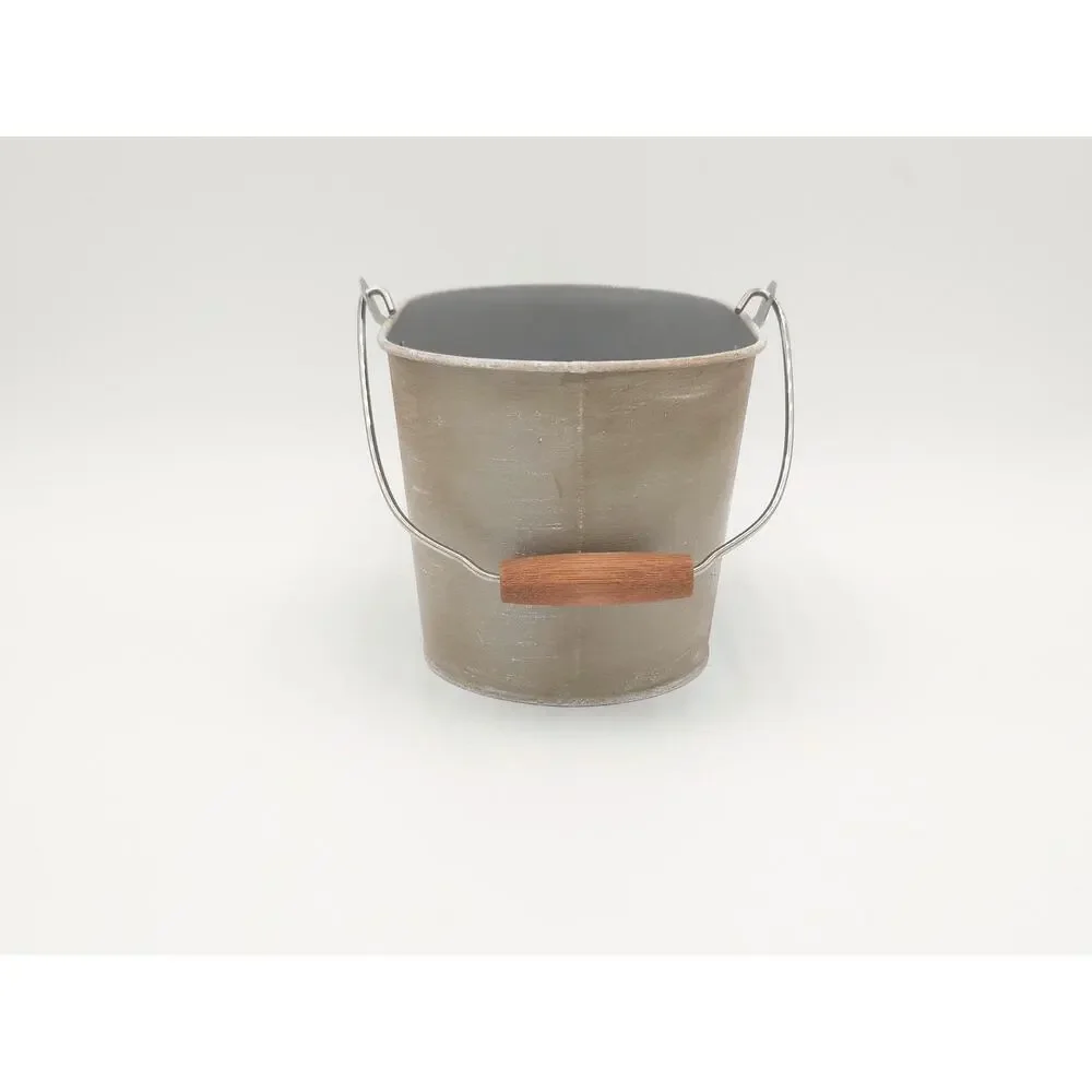 Upcycled Vintage Style Metal Bucket Rustic French Country Farmhouse Herb Planter